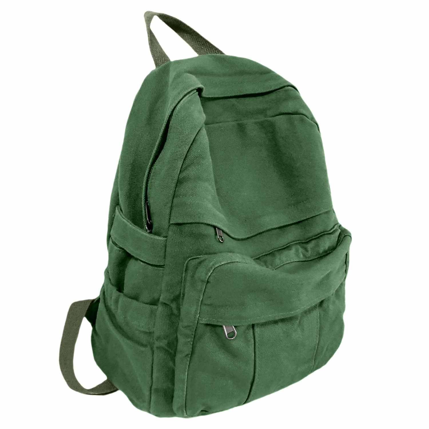  Green Canvas Retro Aesthetic Backpack for Women High School/College Students Travel Laptop Bag
| Basic Green Canvas Bac