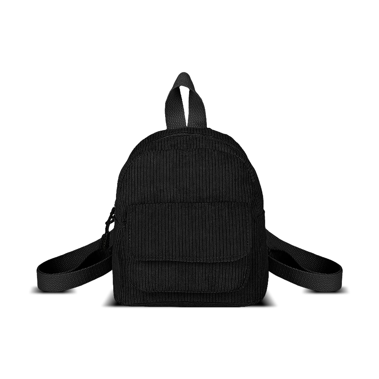 WisePoint Black Corduroy Mini Backpack Purse for Women and Girls