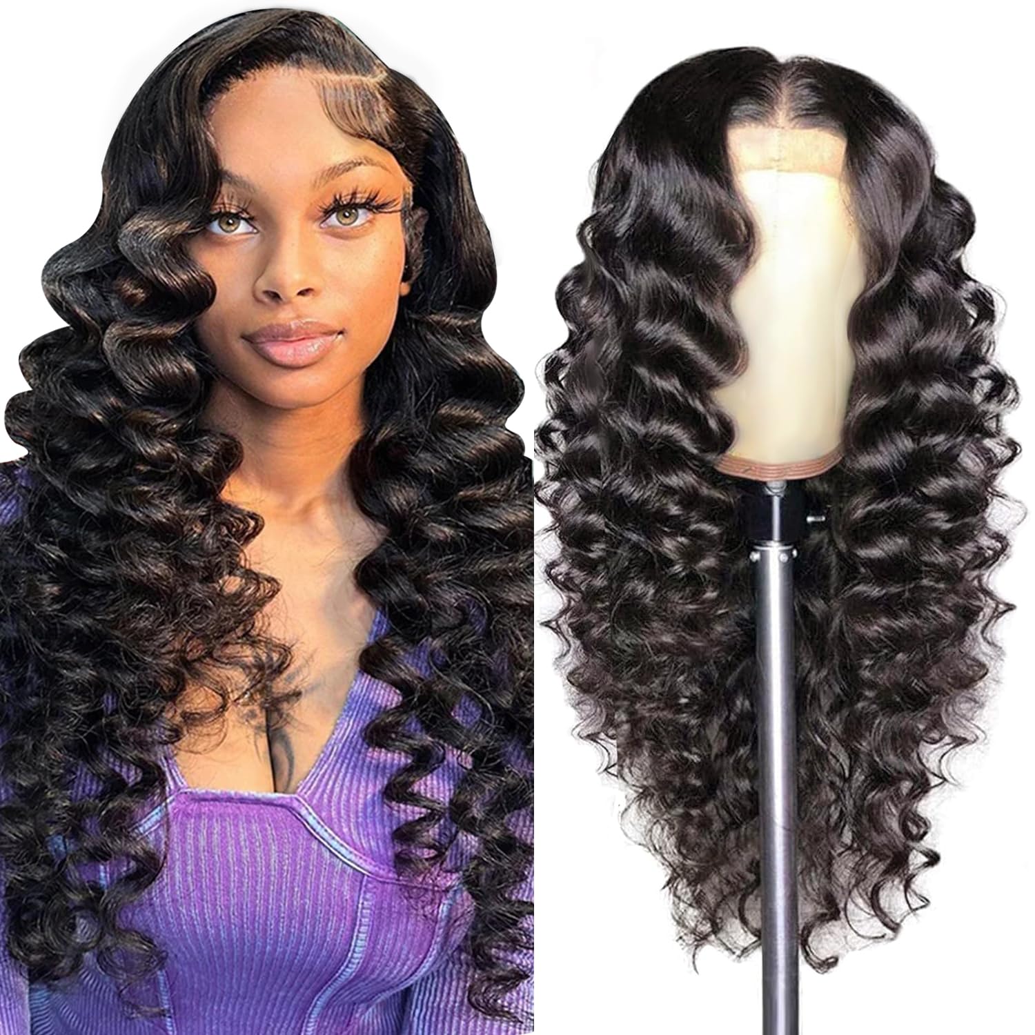 Human Hair Deep Wave Lace Front Wigs for Women 13x4 Raw Human Hair 200 Density All-Day Comfort Glueless Natural Color 26